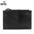 Leather RFID Anti-Scanning Zipper Wallet Ultra-Thin Foldable Anti-Magnetic Card Clip