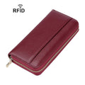 Multifunctional RFID Anti-Theft Long-Style Women Wallet Accordion Leather Multi-Card Slot Clutch