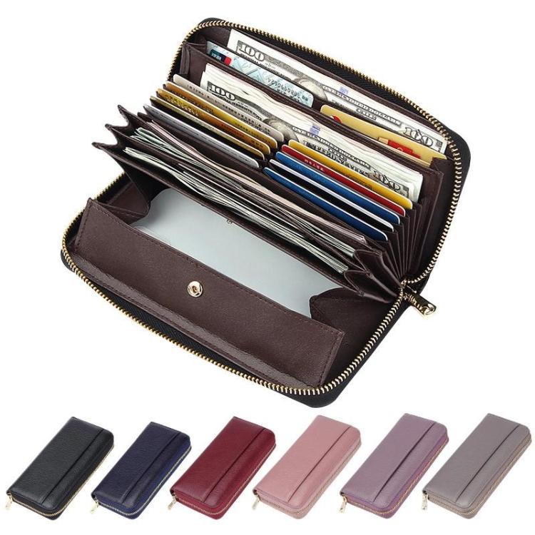 Multifunctional RFID Anti-Theft Long-Style Women Wallet Accordion Leather Multi-Card Slot Clutch