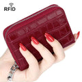 FQ-536 Leather Stone Pattern RFID Anti-Magnetic Credit Card Sleeve Accordion Multi-Card Slot Business Card Holder