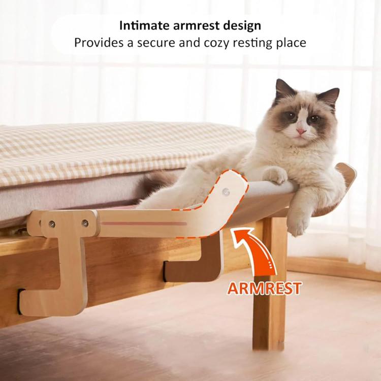 Balcony Wooden Cat Hammock Window Wall Mounted Cat Hutch Hanging Bedside Pet Kennel