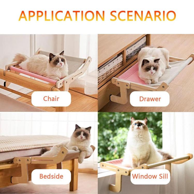 Balcony Wooden Cat Hammock Window Wall Mounted Cat Hutch Hanging Bedside Pet Kennel