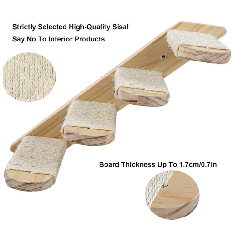 Wall Mounted Cat Climbing Frame Wooden Sisal Cat Jumping Platform Multi-Level Climbing Stairs, 2 Layers, 3 Layers, 4 Layers