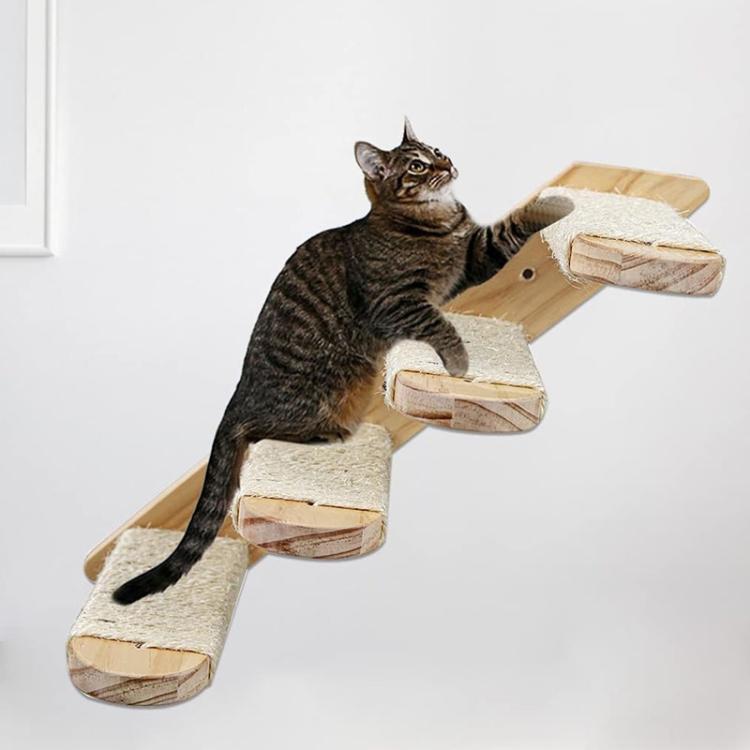 Wall Mounted Cat Climbing Frame Wooden Sisal Cat Jumping Platform Multi-Level Climbing Stairs, 2 Layers, 3 Layers, 4 Layers