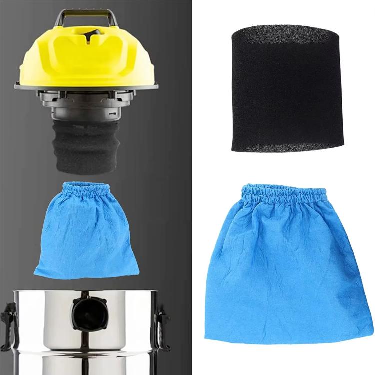 For Karcher MV1 / WD1 / NT20 Vacuum Cleaner, 2pcs Textile Filter Bag, 2pcs Foam Filter, Textile Bag + Foam Filter Set