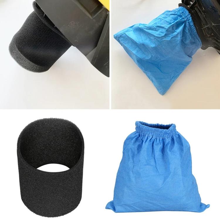 For Karcher MV1 / WD1 / NT20 Vacuum Cleaner, 2pcs Textile Filter Bag, 2pcs Foam Filter, Textile Bag + Foam Filter Set
