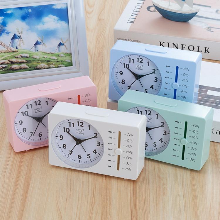 Bo Sheng GH222 Weekly Alarm Clock Square Quartz Desk Clock Scanning Silent Pointer Clock