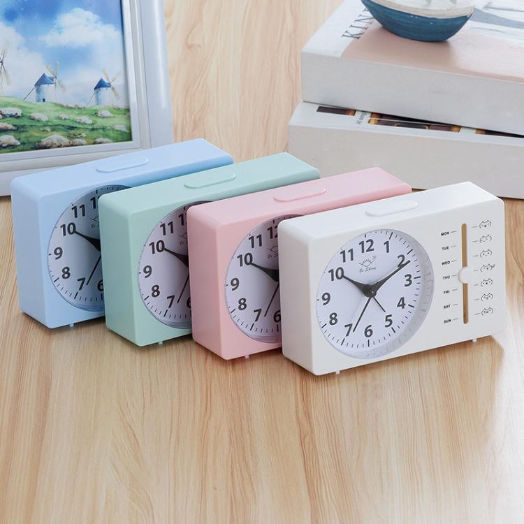 Bo Sheng GH222 Weekly Alarm Clock Square Quartz Desk Clock Scanning Silent Pointer Clock