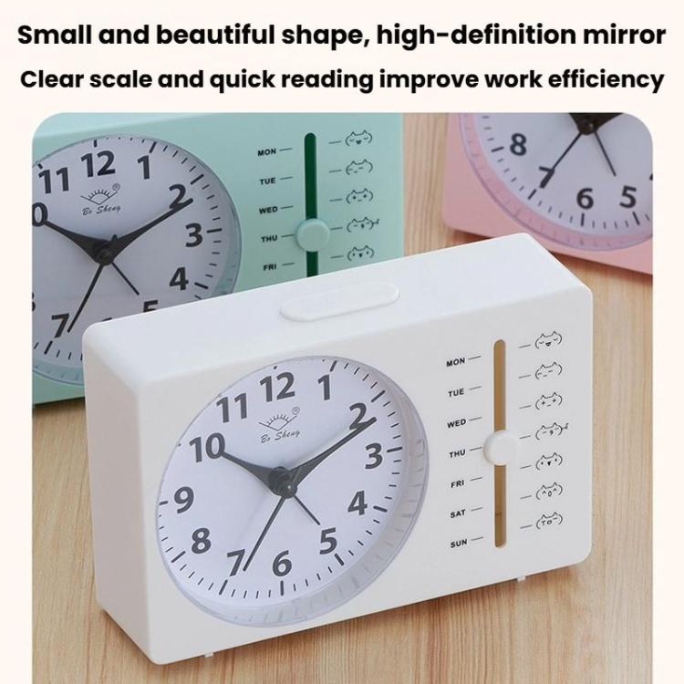 Bo Sheng GH222 Weekly Alarm Clock Square Quartz Desk Clock Scanning Silent Pointer Clock