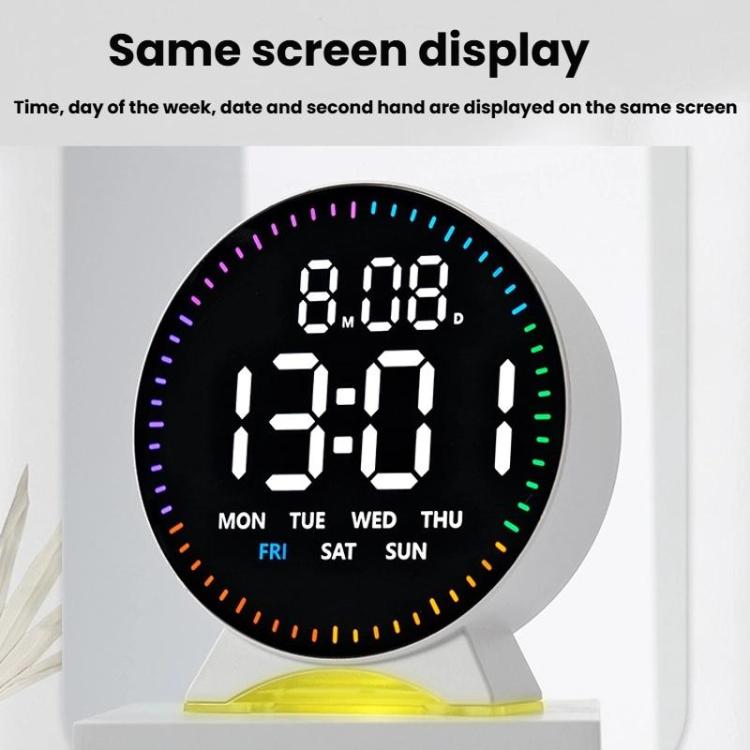 LED Multifunction Electronic Alarm Clock Running Seconds Clock Bedside with Night Light Electronic Clock, White Shell White Light, White Shell Blue Light, White Shell Green Light, White Shell Orange Light, White Shell Red Light, Black Shell White Light...