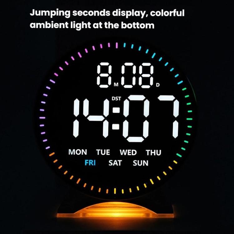 LED Multifunction Electronic Alarm Clock Running Seconds Clock Bedside with Night Light Electronic Clock, White Shell White Light, White Shell Blue Light, White Shell Green Light, White Shell Orange Light, White Shell Red Light, Black Shell White Light...