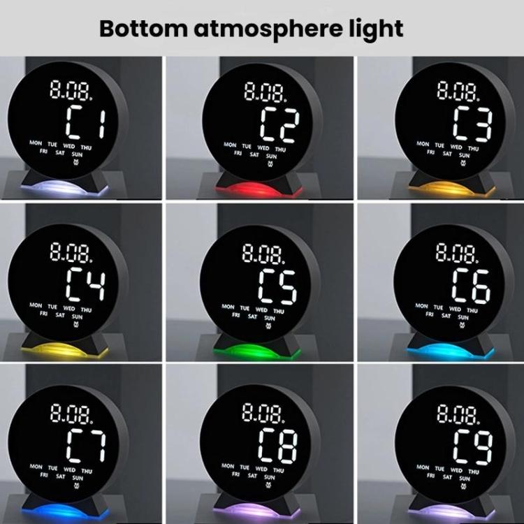 LED Multifunction Electronic Alarm Clock Running Seconds Clock Bedside with Night Light Electronic Clock, White Shell White Light, White Shell Blue Light, White Shell Green Light, White Shell Orange Light, White Shell Red Light, Black Shell White Light...