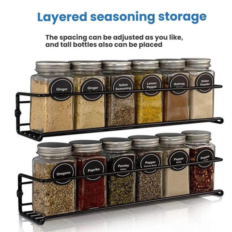 2pcs /Pack Wall Mounted Spice Rack Multi-Layer Seasoning Bottle Storage Holder