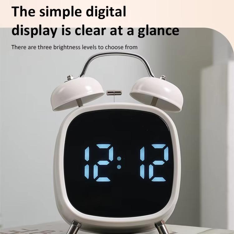 Loud Metal Powerful Ringing Clock LED Multifunction Clock, Black Shell White Light, Black Shell Green Light, Black Shell Blue Light, Black Shell Red Light, White Shell White Light, White Shell Green Light, White Shell Blue Light, White Shell Red Light