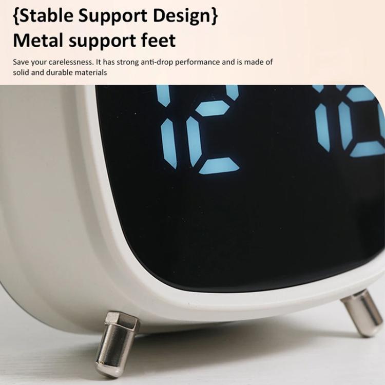 Loud Metal Powerful Ringing Clock LED Multifunction Clock, Black Shell White Light, Black Shell Green Light, Black Shell Blue Light, Black Shell Red Light, White Shell White Light, White Shell Green Light, White Shell Blue Light, White Shell Red Light