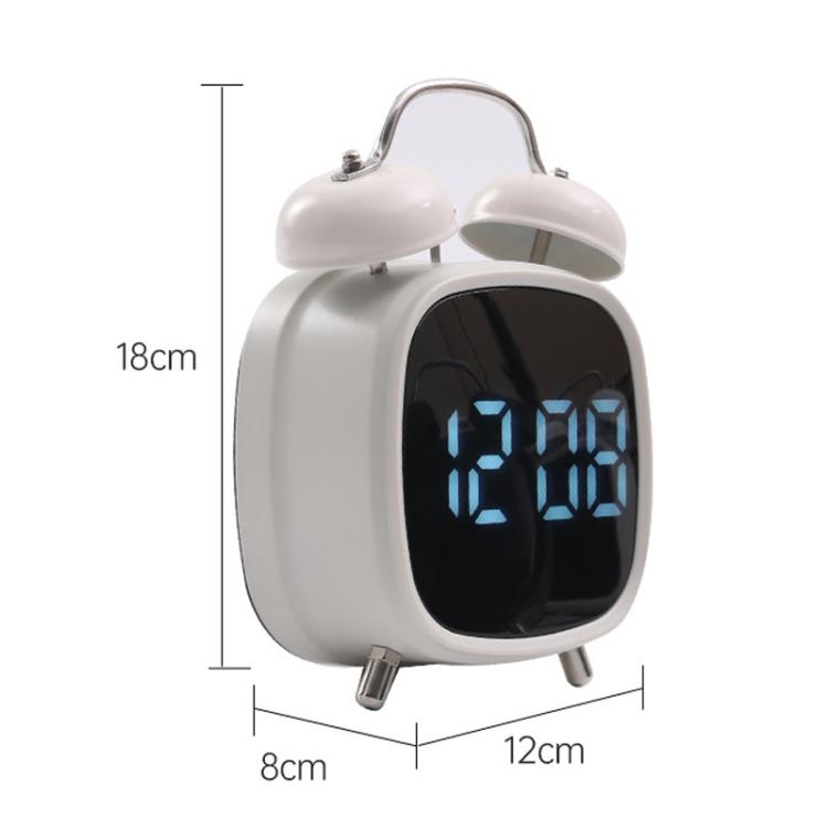 Loud Metal Powerful Ringing Clock LED Multifunction Clock, Black Shell White Light, Black Shell Green Light, Black Shell Blue Light, Black Shell Red Light, White Shell White Light, White Shell Green Light, White Shell Blue Light, White Shell Red Light