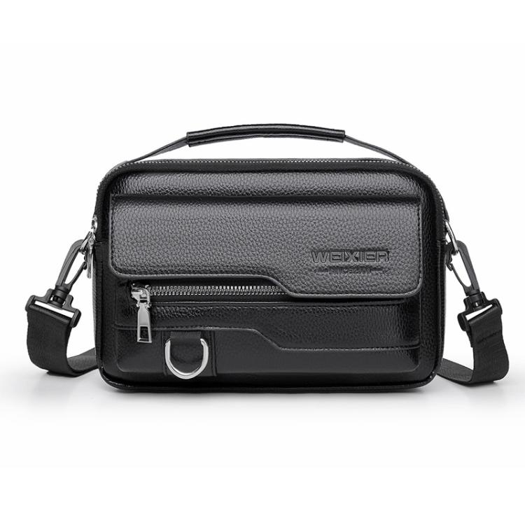 WEIXIER D823 Men PU Waterproof Flip-Top Crossbody Bag Commuting Shoulder Bag