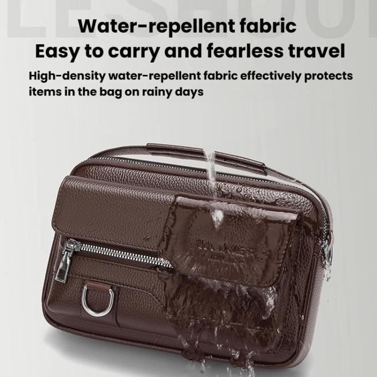 WEIXIER D823 Men PU Waterproof Flip-Top Crossbody Bag Commuting Shoulder Bag