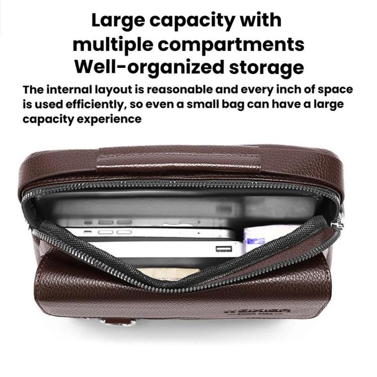 WEIXIER D823 Men PU Waterproof Flip-Top Crossbody Bag Commuting Shoulder Bag