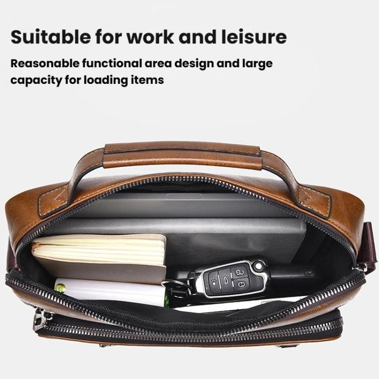 WEIXIER D845 Men Business Casual Commuting Bag Large-Capacity Handheld Crossbody Bag, Vertical Black, Vertical Light Brown, Vertical Dark Brown, Handheld Type Black, Handheld Type Light Brown, Handheld Type Dark Brown, Horizontal Black, Horizontal Brow...