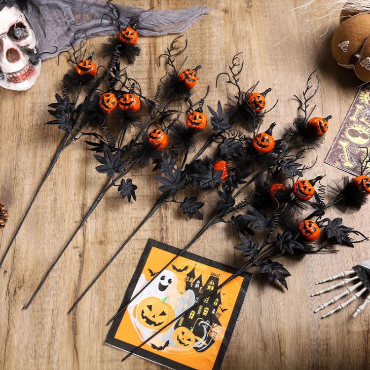 Halloween Decorations Spooky Pumpkin Branch Bouquet Ghost Festival Home Party Ornament, Pumpkin Branch Bouquet