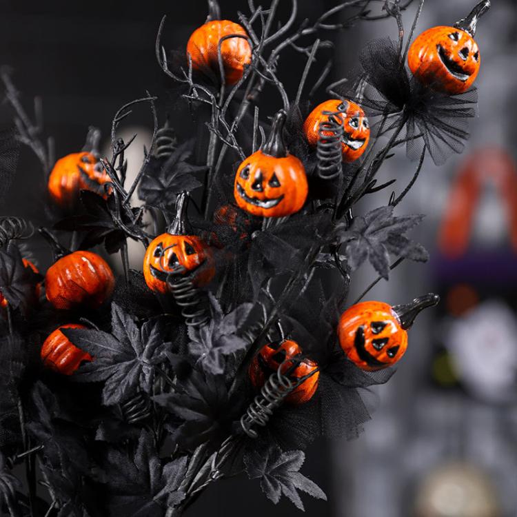 Halloween Decorations Spooky Pumpkin Branch Bouquet Ghost Festival Home Party Ornament, Pumpkin Branch Bouquet