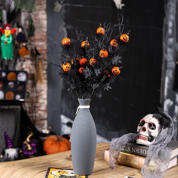 Halloween Decorations Spooky Pumpkin Branch Bouquet Ghost Festival Home Party Ornament, Pumpkin Branch Bouquet
