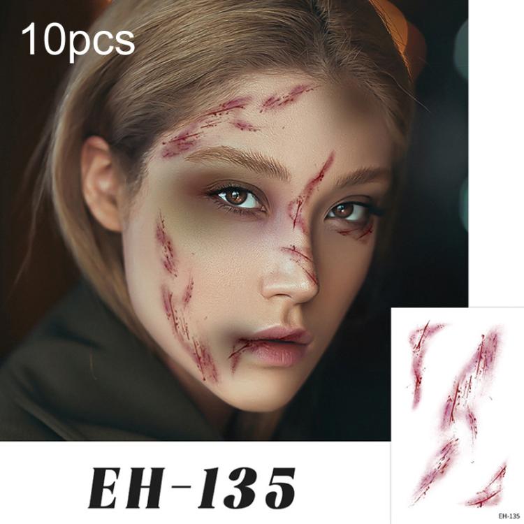 10pcs Colorful Waterproof Scar Bruise Temporary Tattoo Stickers Halloween Temporary Tattoo Stickers, EH-135, EH-137, EH-138, EH-139, EH-140, EH-141, EH-142, EH-143, EH-144, EH-145, EH-146
