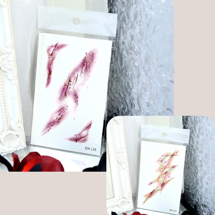 10pcs Colorful Waterproof Scar Bruise Temporary Tattoo Stickers Halloween Temporary Tattoo Stickers, EH-135, EH-137, EH-138, EH-139, EH-140, EH-141, EH-142, EH-143, EH-144, EH-145, EH-146