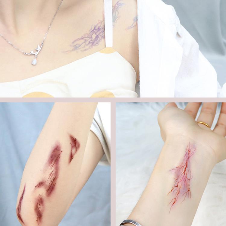 10pcs Colorful Waterproof Scar Bruise Temporary Tattoo Stickers Halloween Temporary Tattoo Stickers, EH-135, EH-137, EH-138, EH-139, EH-140, EH-141, EH-142, EH-143, EH-144, EH-145, EH-146