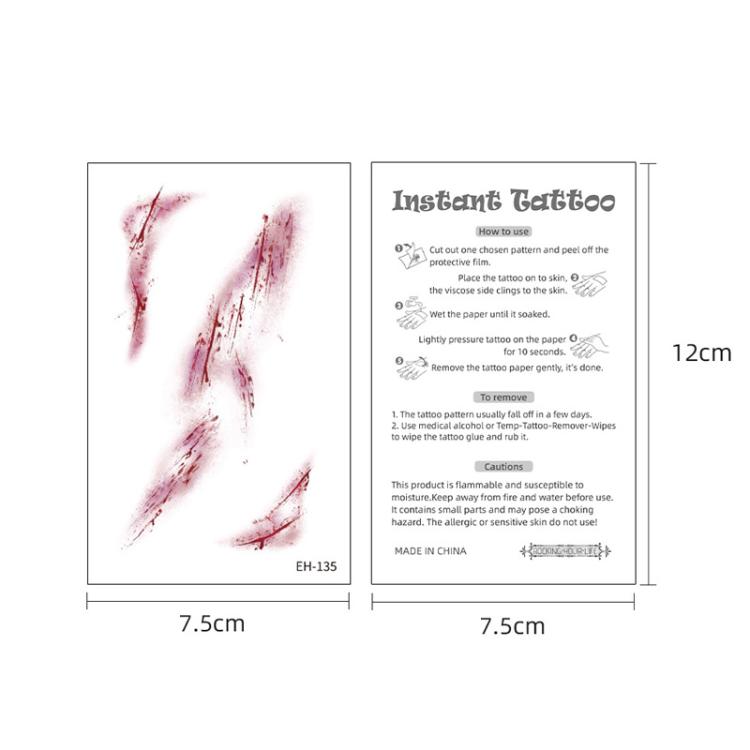 10pcs Colorful Waterproof Scar Bruise Temporary Tattoo Stickers Halloween Temporary Tattoo Stickers, EH-135, EH-137, EH-138, EH-139, EH-140, EH-141, EH-142, EH-143, EH-144, EH-145, EH-146