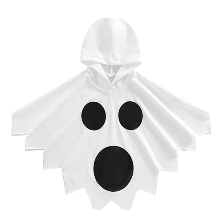 Halloween Kids Hooded Cape ChildrenCosplay Costume, White Ghost, Orange Red Pumpkin, Red Ghost + Headpiece