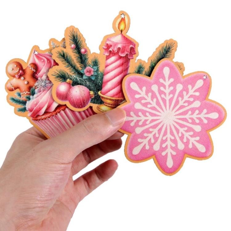 10pcs /Pack Wooden Christmas Decoration Hanging Christmas Tree Arrangement Small Wooden Piece Hanging Decoration, 10pcs /Pack Wooden