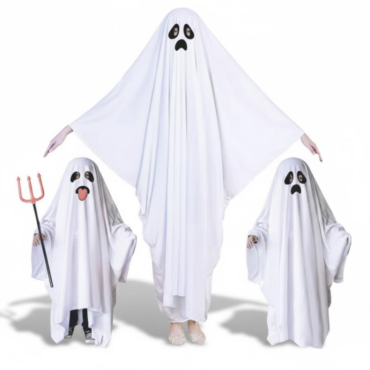 Halloween Horror Cosplay White Ghost Masquerade Cape, S, M, L