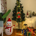 LED Santa Claus Climbing Ladder Lights Animated Christmas Tree Decoration, 1.2m 6 Grids Trapezoidal, 2m 8 Grids Trapezoidal
