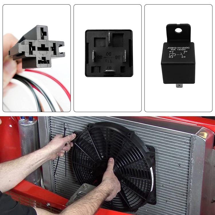 Electric Cooling Fan Wiring Harness Kit 40A Automotive Relay 185 Fahrenheit ON / 175 Fahrenheit OFF