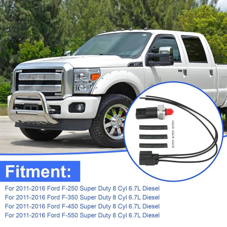 Fuel Pressure Sensor with Repair Wiring Harness For 2012-2016 Ford 6.7L PowerStroke F-250/F-350/F-450/F-550 Super Duty, BC3Z-9S599-C