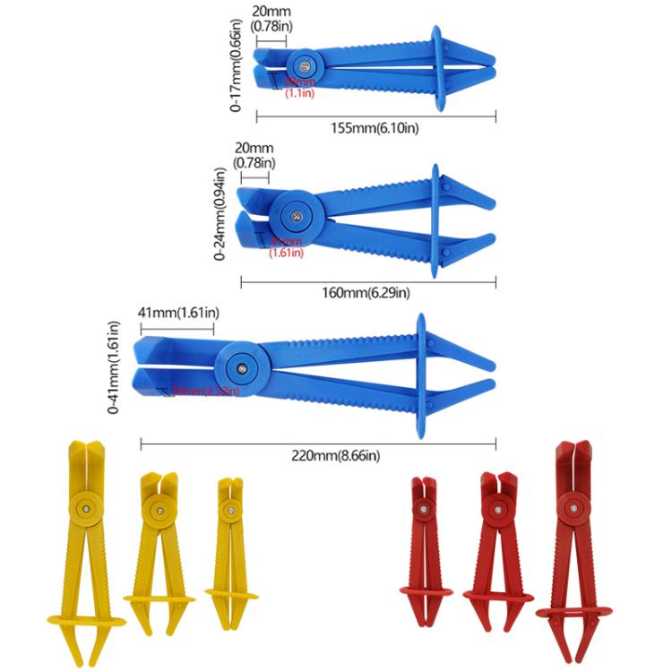 3pcs /Set Auto Repair Plastic Fuel Pipe Cutoff Pliers, Yellow Elbow, Red Elbow, Blue Elbow, Yellow Straight, Blue Straight, Red Straight