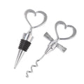 2pcs Heart-Shaped Wine Stopper And Bottle Opener Set Wedding Gift Wineware Set, Zinc Alloy