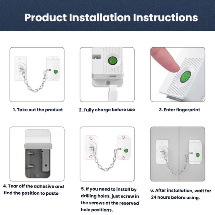 Smart Fingerprint Chain Lock with Electronic Key Child & Pet Safety Window Restrictor