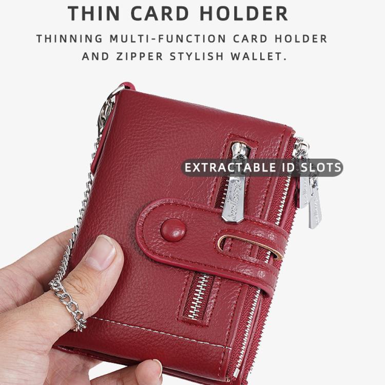 Baellerry D3262 Compact Chain Wallet for Women PU Leather Multi-Purpose Coin Purse & Card Organizer