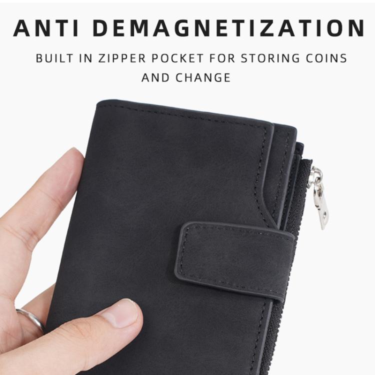 Baellerry D3086 Men Compact Trifold Wallet With Zipper Slim Vertical Minimalist Design