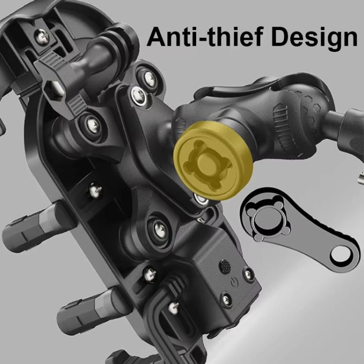 Motorcycle Phone Holder with Sun Visor & Anti-Theft Lock 360-degree Rotation, Camera Compatible, Handlebar Mount, Mirror Stem Mount