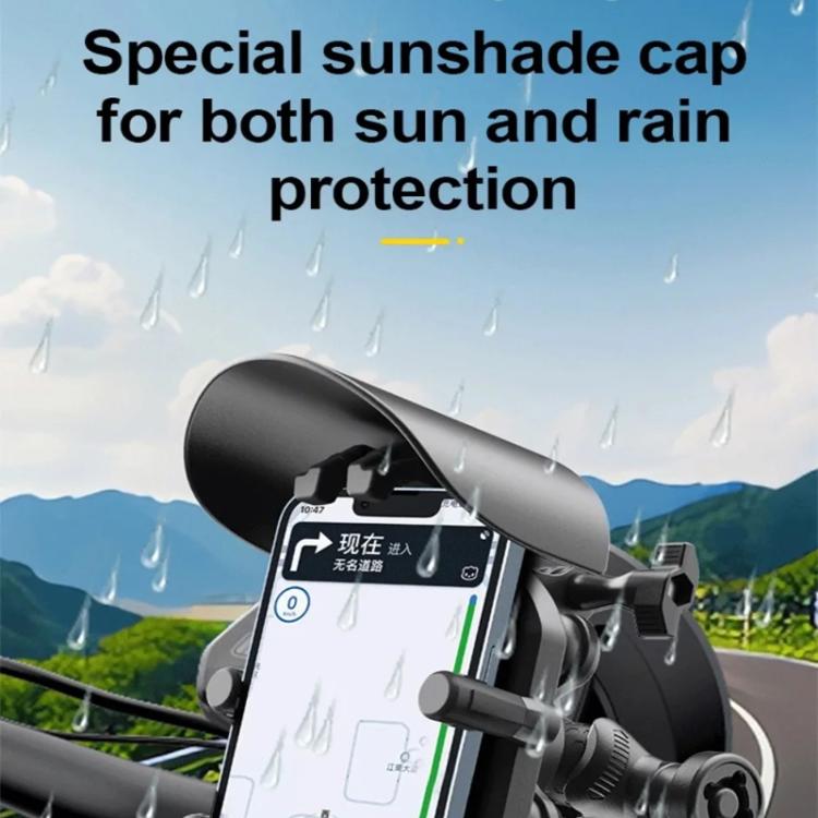 Wireless Charging Motorcycle Phone Holder with Sun Visor & Anti-Theft Lock 360-degree Rotation, Camera Compatible, Handbar Version, Mirror Version