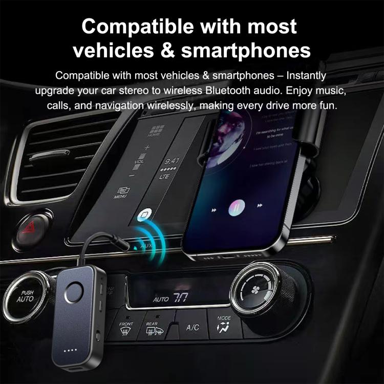 5.4 Bluetooth Receiver / Transmitter 2 In 1 AUX Car Bluetooth With Battery Level Display, Straight, Elbow