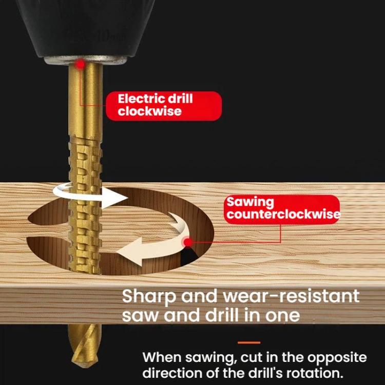 6pcs/Set Triangular Shank Drill Bits Woodworking Grooving Saw Drill Set, 6pcs /Set