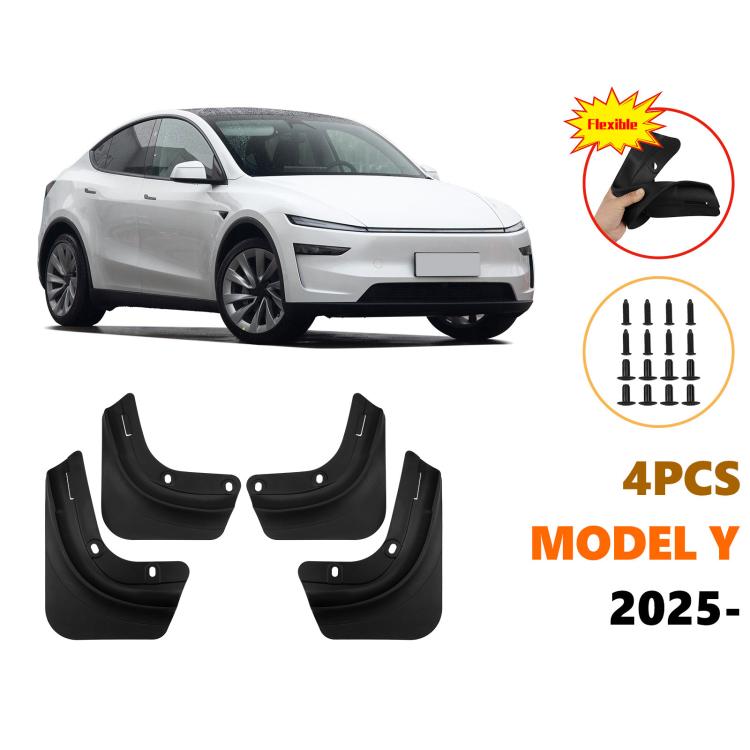 4pcs TPE Soft Rubber Car Tire Mudguard, For Tesla 2025+ MODEL Y JUNIPER TPE Material