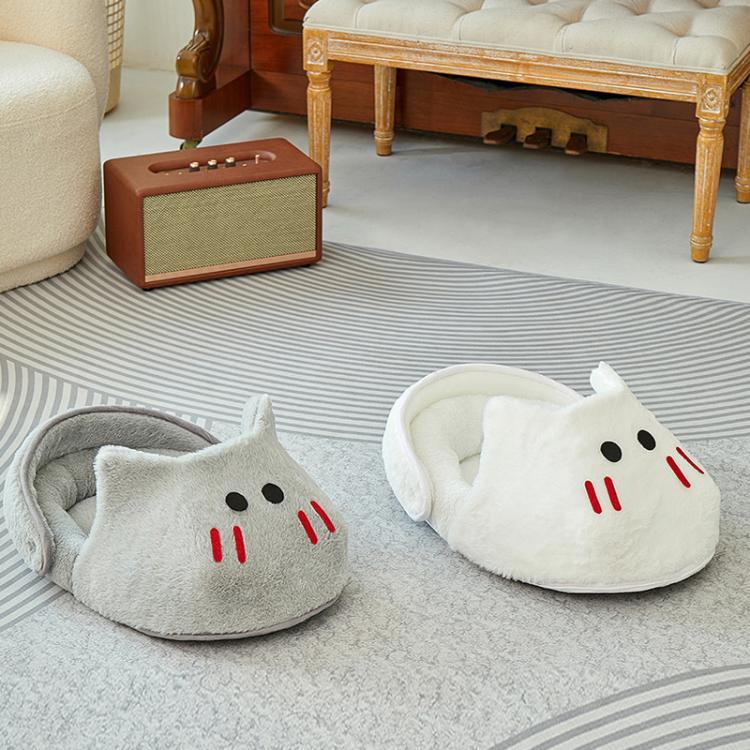 Winter-Warm Widened Semi-Enclosed Light-Blocking Pet Bed, White + S, White + M, White + L, Gray + S, Gray + M, Gray + L