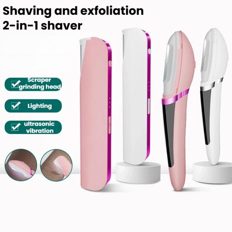 Electric Hair Remover With Light Ultrasonic Shaver Eyebrow Trimmer, 1 White, 1 Pink, 2 White, 2 Pink