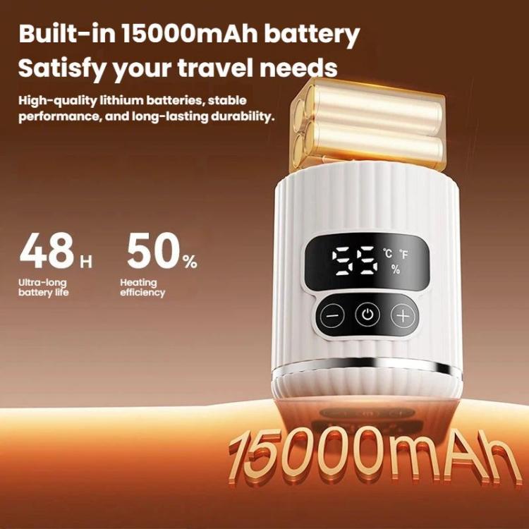 Portable Baby Bottle Warmer 15000mAh Wireless Smart Heating Cup with Adjustable Temp & Constant 48H Warm, IPX6 Waterproof, Glass White, Glass Green